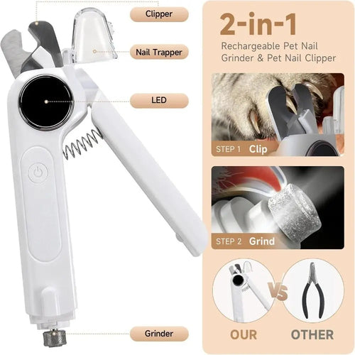 2-in-1 Dog Cat Nail tool Ultra Quiet with Splash Guard Dog Cat Nail